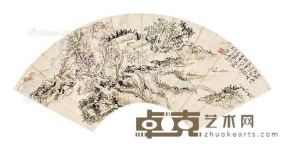 秋山红树 扇面 纸本 19×54cm