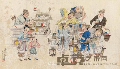 人物 镜片 纸本 62×107cm