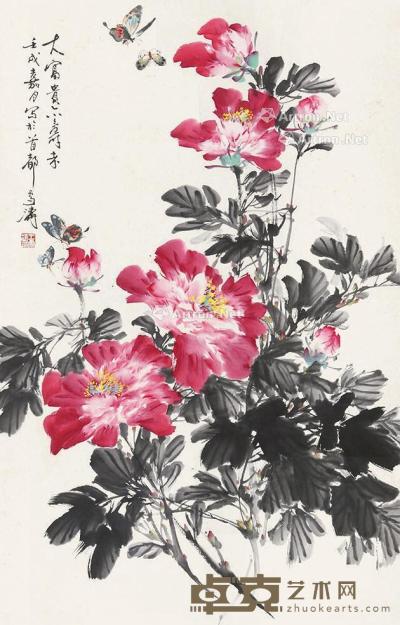  花卉 镜片 纸本 87×54cm