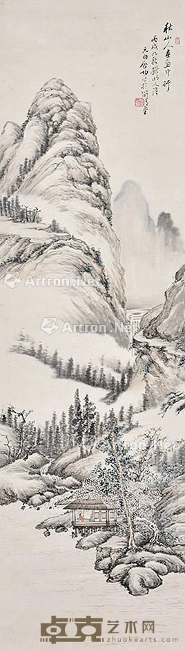 秋山人在画中行 立轴 纸本 105×29cm