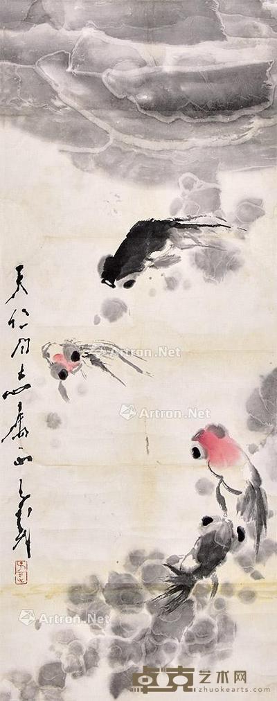 金鱼满堂 立轴 纸本 94×38cm