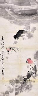  金鱼满堂 立轴 纸本