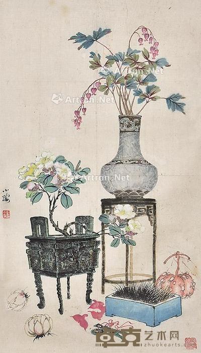 清供 立轴 纸本 68×38cm