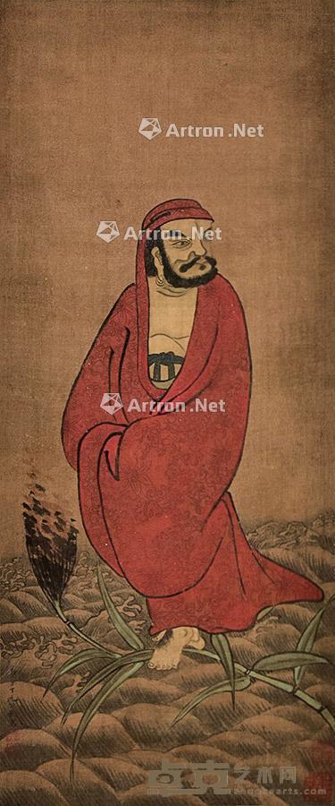 罗汉 立轴 绢本 66×27cm