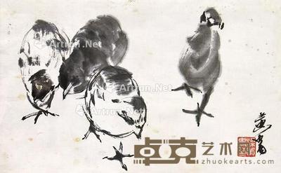 雏鸡图 镜框 纸本 20×33cm