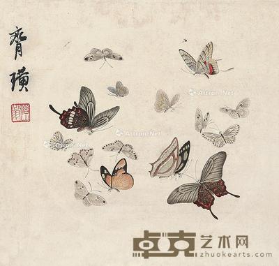 蝴蝶 镜片 纸本 31×31cm