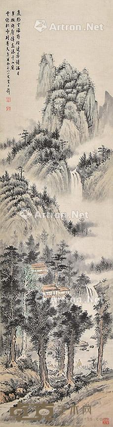 雲绕松风 立轴 纸本 130×34cm