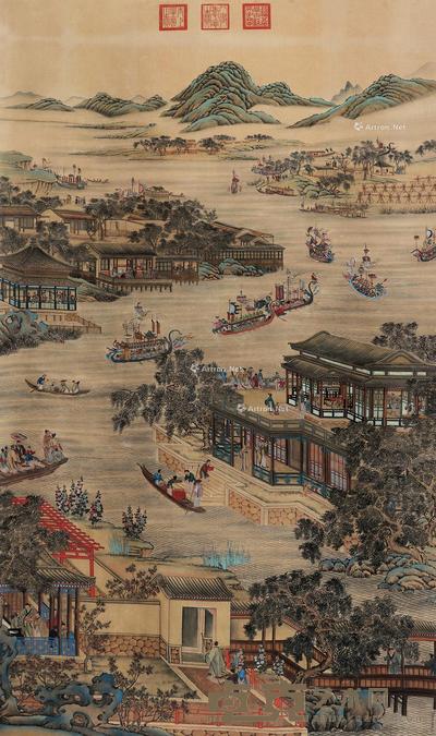 山水 立轴 绢本 210×120cm