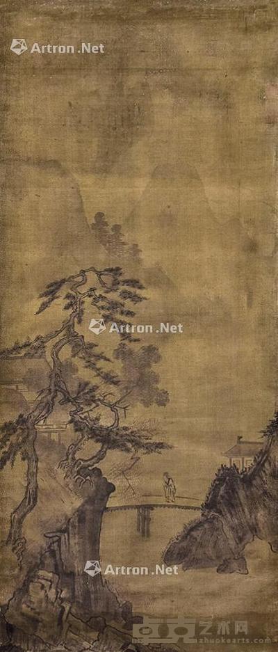 访友图 镜片 绢本 132×57cm