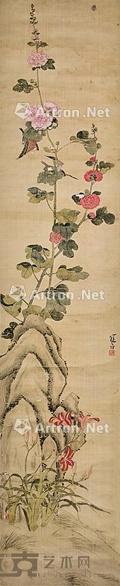 报春图 立轴 绢本 197×40cm