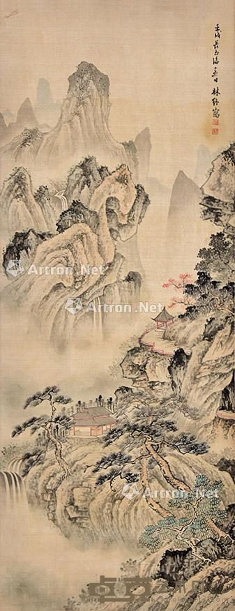 山水 立轴 绢本 84×32cm