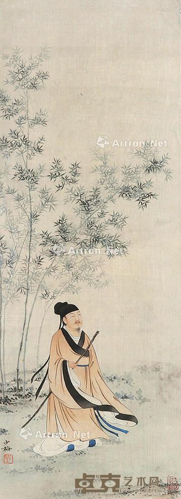  人物 立轴 绢本 65×23cm
