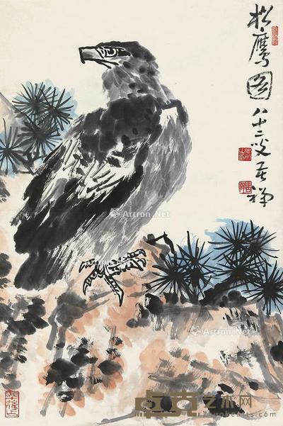 松鹰图 立轴 纸本 76×50cm