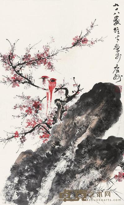 花鸟 镜片 纸本 92×56cm