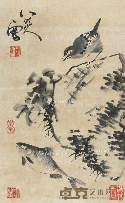 捕食 立轴 纸本 39×24cm