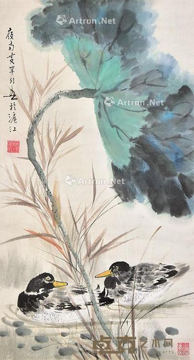 春江水暖 立轴 纸本 68×37cm