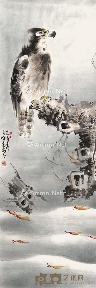 鹰 立轴 纸本 107×36cm