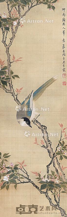 花鸟 立轴 绢本 87×27cm