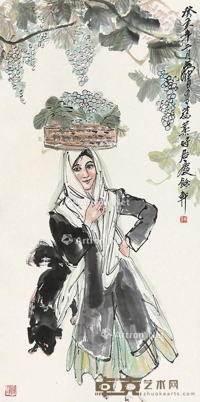 人物 立轴 纸本 136×67cm