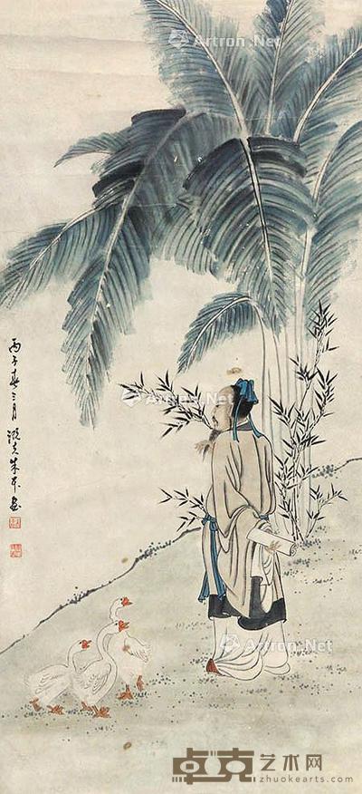  高仕 立轴 纸本 94×44cm