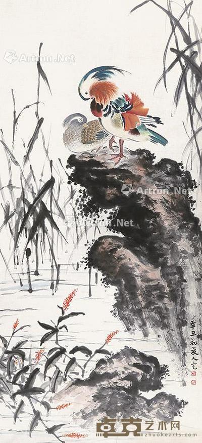 花鸟 立轴 纸本 146×66cm