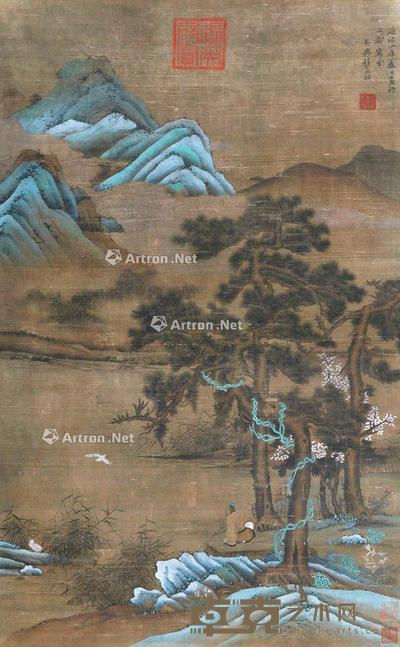 山水 立轴 绢本 83×51cm