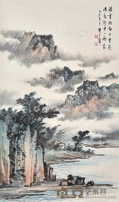 夏山雨霁 立轴 纸本 66×39cm
