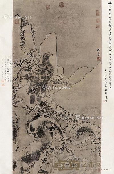 松鹰 立轴 纸本 127×65cm