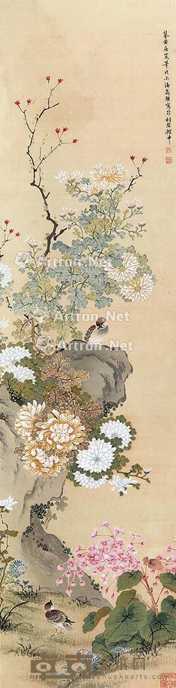 花鸟 立轴 纸本 166×44cm