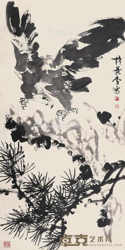 松鹰 立轴 纸本 134×67cm
