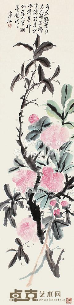 花卉 立轴 纸本 136×33cm
