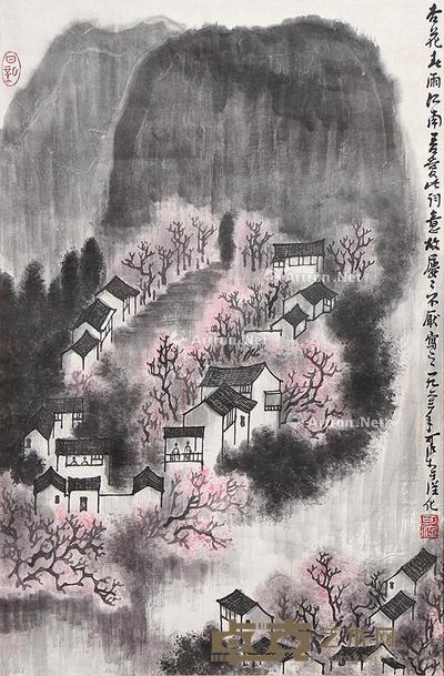 杏花春雨江南 镜框 纸本 66×44cm