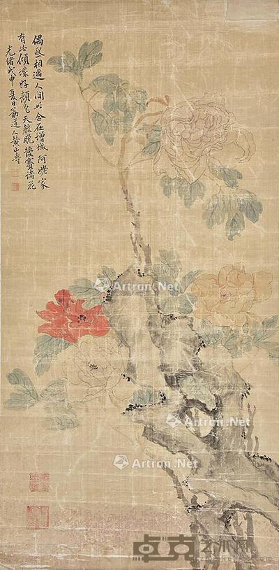 花开富贵 立轴 绢本 109×54cm