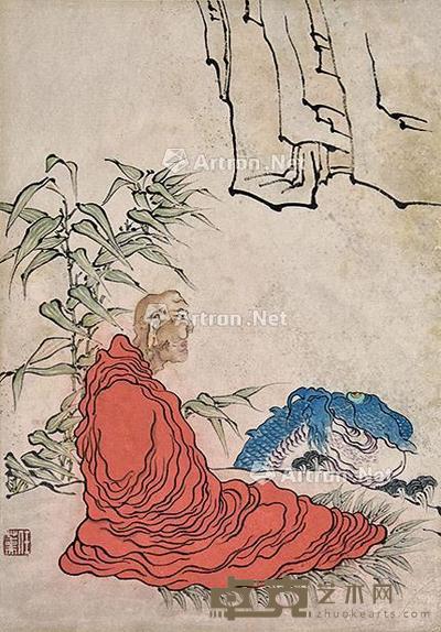罗汉 镜框 纸本 33×23cm