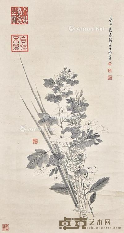  花卉 立轴 纸本 88×47cm