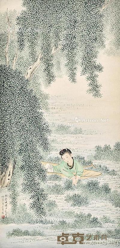 仕女 立轴 纸本 67×33cm