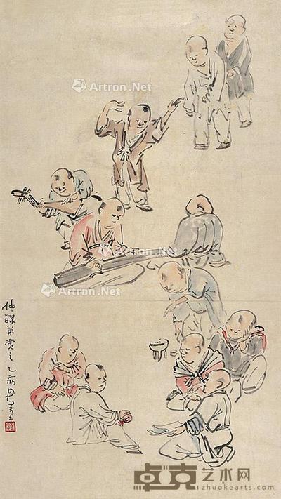 婴戏图 立轴 纸本 89×50cm