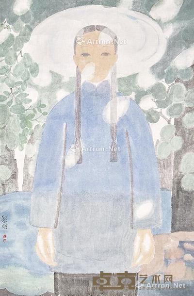 小女孩 镜片 纸本 68×45cm