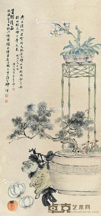  花卉 立轴 纸本 107×50cm