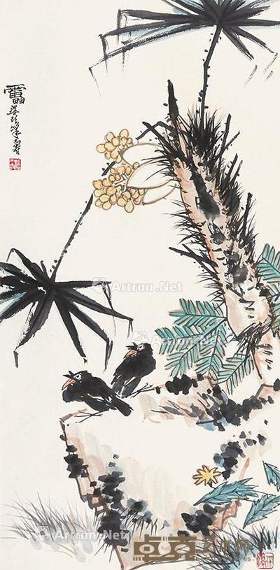 花鸟 立轴 纸本 131×63cm