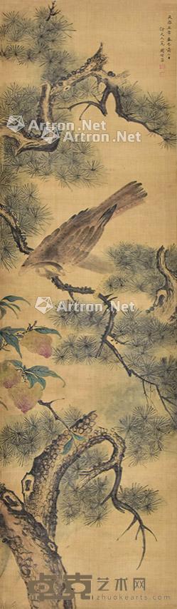 仿元人笔意-松鹰图 立轴 绢本 170×50cm
