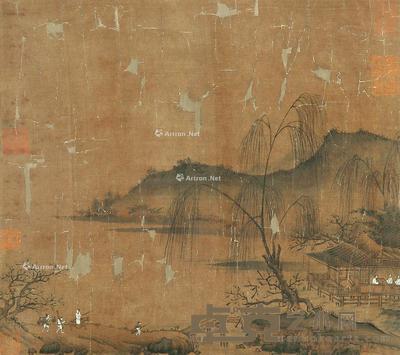  山水 立轴 绢本 32×36cm