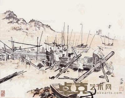 工厂一角 镜片 纸本 33×42cm