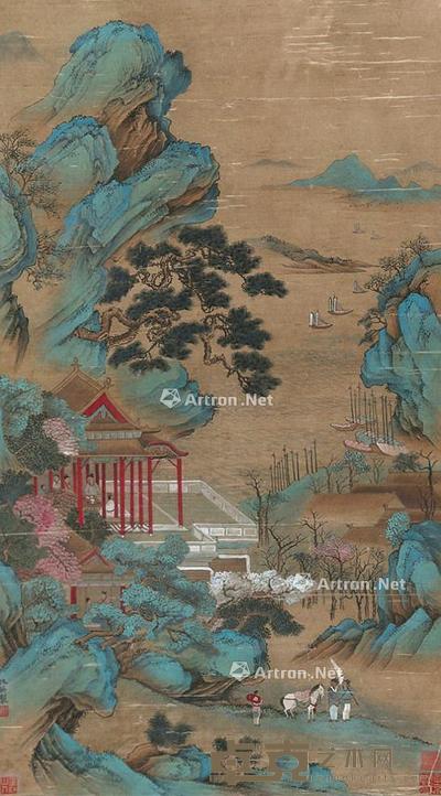 仙山阁 立轴 绢本 78×44cm