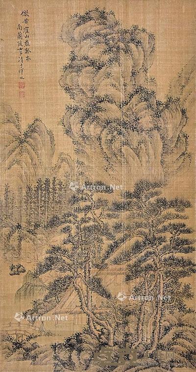 仿黄公望山水 立轴 绢本 67×35cm