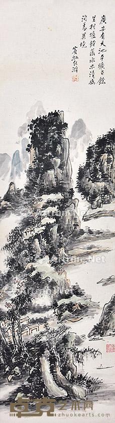 山水 立轴 纸本 100×27cm