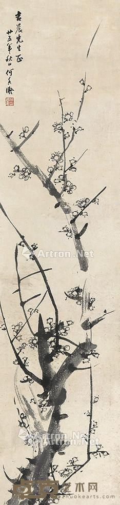  梅花 立轴 纸本 119×29cm