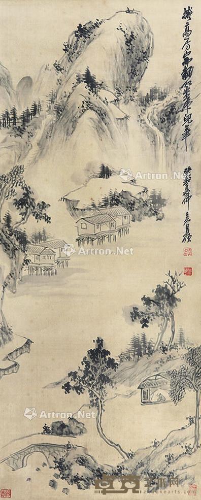 山水 立轴 绫本 128×51cm