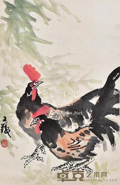  双吉图 立轴 纸本 67×43cm