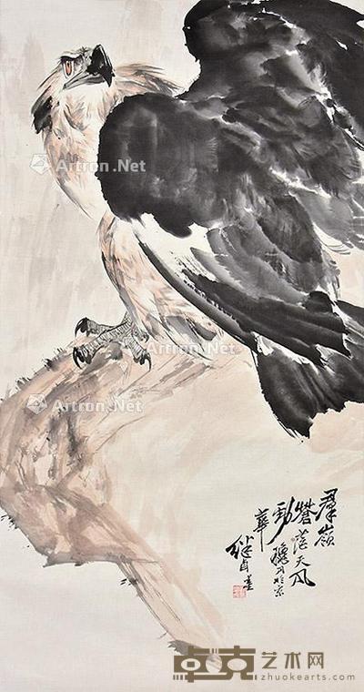  鹰 镜片 纸本 137×70cm